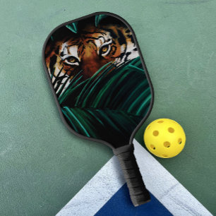 Intensive Grüne Dschungel Tiger Augen Wildnis Blät Pickleball Schläger