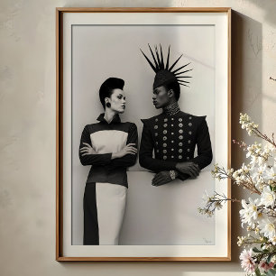 Intensiver Blick: Avantgarde-ModeDuo-Portrait Poster