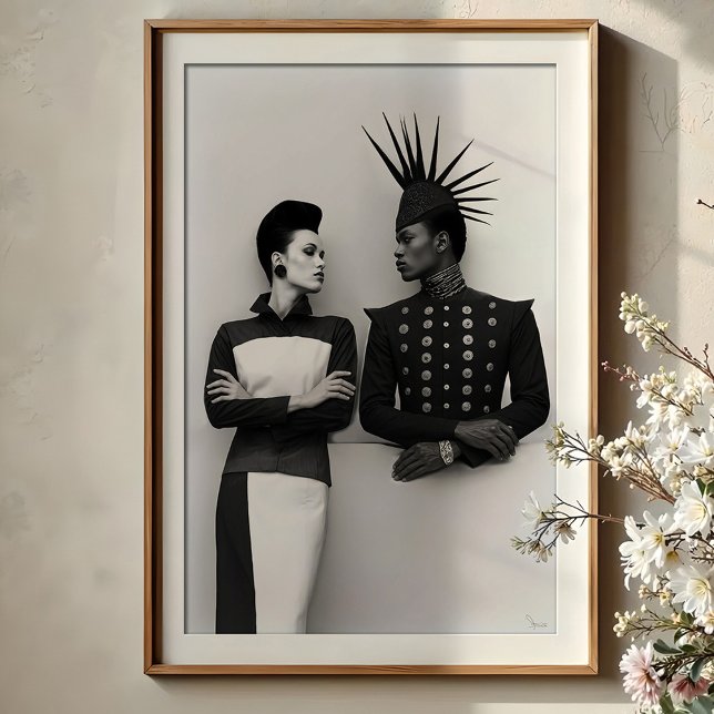 Intensiver Blick: Avantgarde-ModeDuo-Portrait Poster (Von Creator hochgeladen)