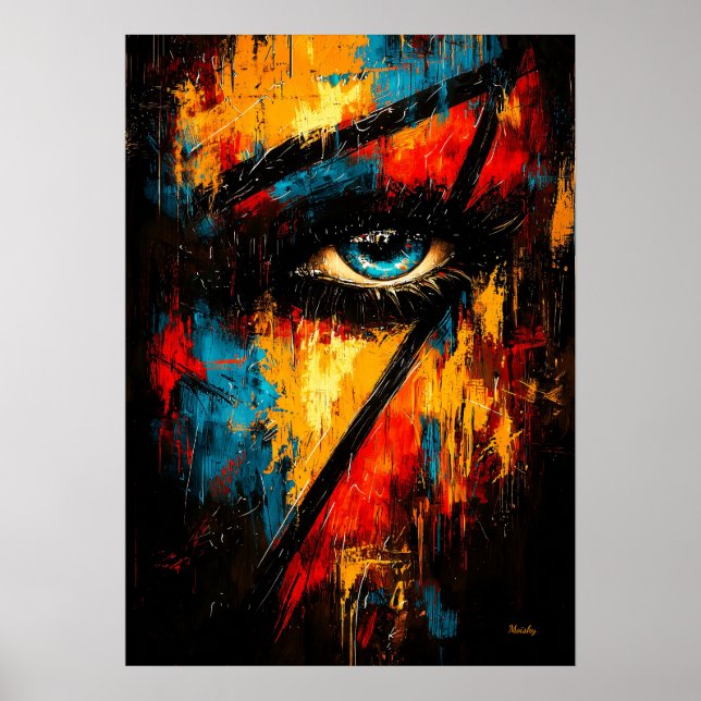 Intensiver Blick Zeitgenössischer Expressionistisc Poster (Vorne)