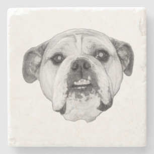 Intensiver Bulldoggenblick in kräftigem Monochrom Steinuntersetzer