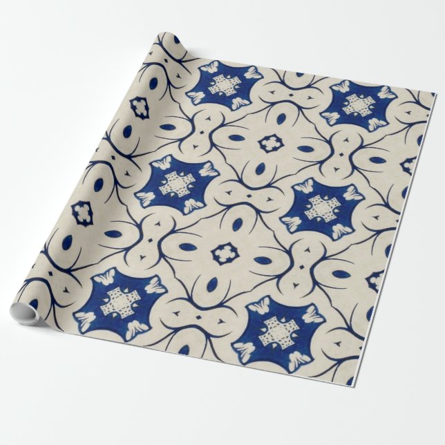 Intensives blaues Musterpapier Geschenkpapier (Ungerollt)
