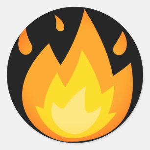 Intensives Feuer Emoji Runder Aufkleber