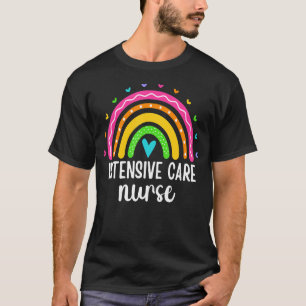 Intensivpflege Nurse Regenbogen Druck Icu Pflege S T-Shirt