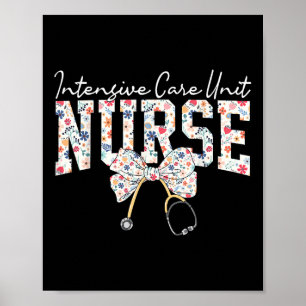 Intensivstation Stethoscope Bow Floral Nury I Poster