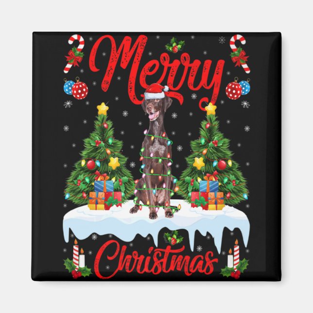 Inter Dog Lichter Weihnachtsbaum Santa Inter Dog W Magnet (Vorne)
