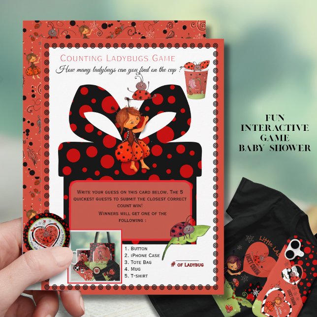 Interactive Counting Ladybugs Game Card | Template Einladung (Interactive counting Ladybug game)