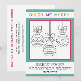 Interaktive Weihnachts-Malvorlage-Party für Kinder Einladung