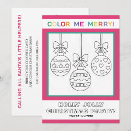 Interaktive Weihnachts-Malvorlage-Party für Kinder Einladung