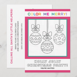 Interaktive Weihnachts-Malvorlage-Party für Kinder Einladung