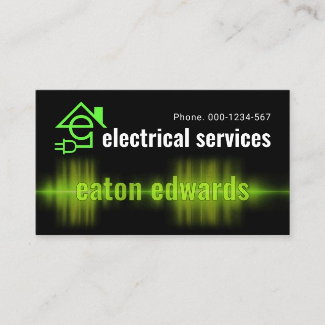 Intercepting Electric Current Letter-E Electrician Visitenkarte (Vorderseite)