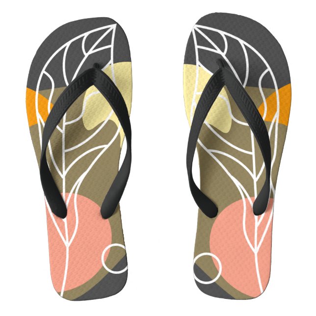 Interessante abstrakte Punkte mit Blätter Flip Flops (Fußbett)