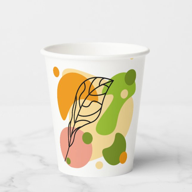 Interessante abstrakte Punkte mit Blätter Pappbecher (Vorderseite)