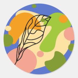 Interessante abstrakte Punkte mit Blätter Runder Aufkleber