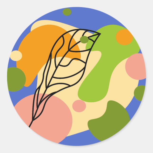 Interessante abstrakte Punkte mit Blätter Runder Aufkleber (Vorderseite)