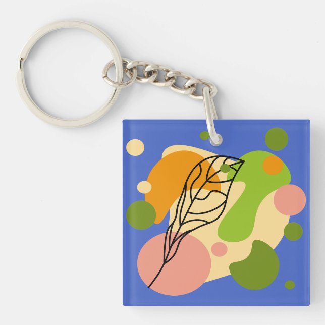 Interessante abstrakte Punkte mit Blätter Schlüsselanhänger (Vorderseite)