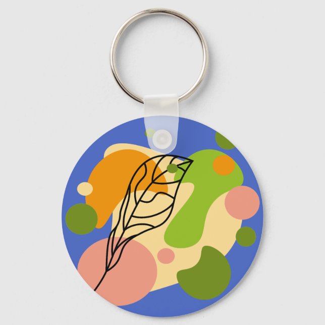 Interessante abstrakte Punkte mit Blätter Schlüsselanhänger (Vorderseite)