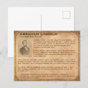 Interessante Fakten über Abraham Lincoln Postkarte