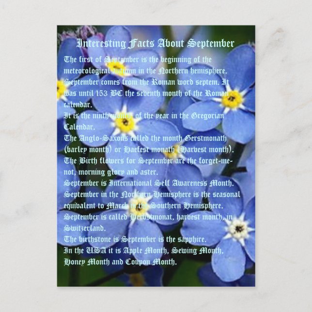 Interessante Fakten über September Postkarte (Vorderseite)
