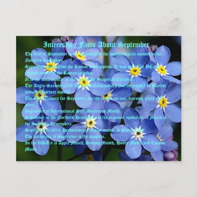 Interessante Fakten über September Postkarte (Vorderseite)