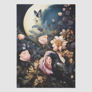Interessante Fantasy-Gotik-Rabe & Floralien Seidenpapier