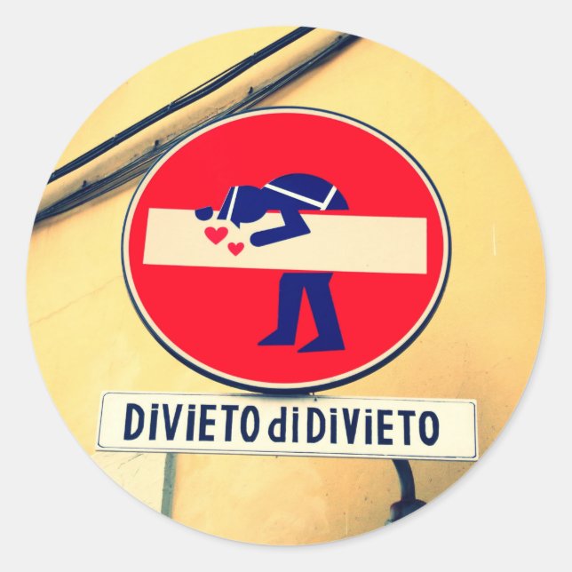 Interessantes und lustiges Straßenschild in Floren Runder Aufkleber (Vorderseite)