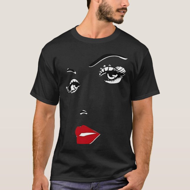 Interested Glance with Red Lips T-Shirt (Vorderseite)