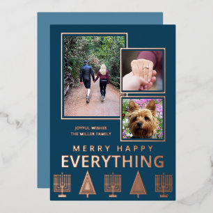 Interfaith 3 Foto einfach trendy navy rose gold Folien Feiertagskarte