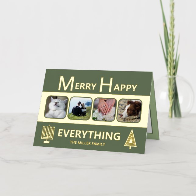 Interfaith 4 Photo Trendy Simple Green Gold (Vorderseite)