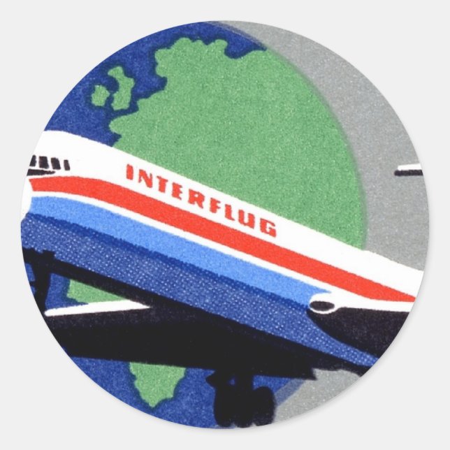 INTERFLUG - Nationale Fluggesellschaft DDR, Ostdeu Runder Aufkleber (Vorderseite)
