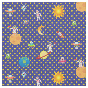 Intergalaktischer Sternraum in Dunkelblau  Stoff