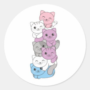 Intergender-Flaggenkatze Pride Lgbtq Niedlich Cat  Runder Aufkleber