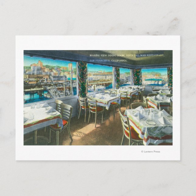Interieur Blick auf das Vista del Mar Restaurant Postkarte (Vorderseite)