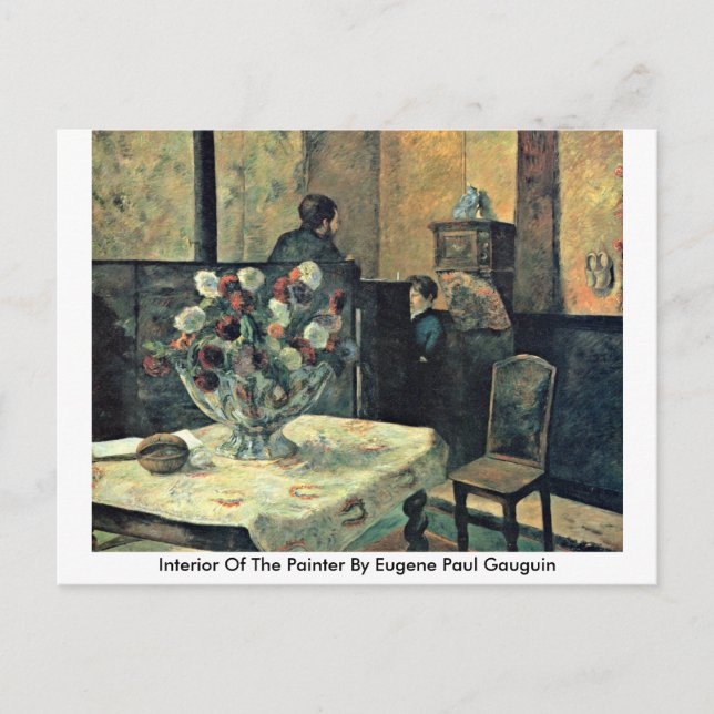 Interieur des Malers von Eugene Paul Gauguin Postkarte (Vorderseite)