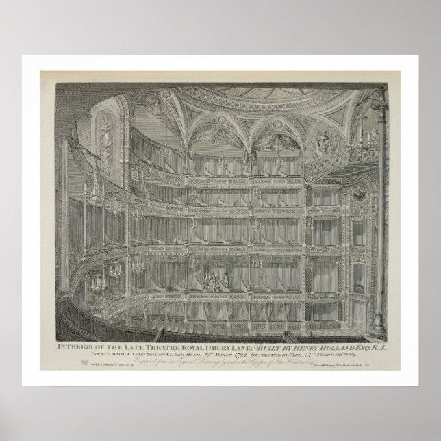 Interieur des Spättheaters Royal, Drury Lane, in Poster (Vorne)