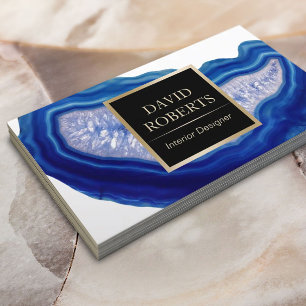 Interieur Design Blue Agate Stone Modern Visitenkarte