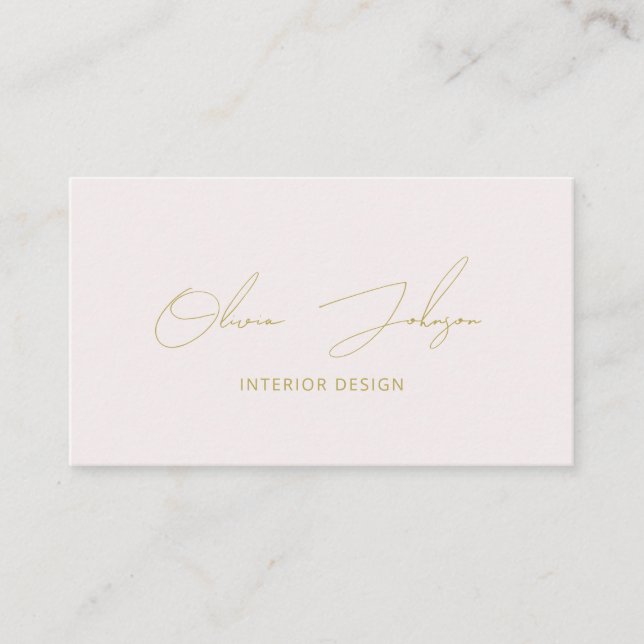 Interieur Design Rosa Gold Visitenkarte (Vorderseite)