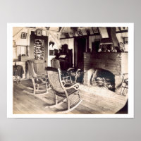 Interieur einer amerikanischen Holzhütte, c.1880s 