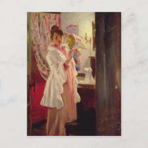 Interieur mit der Ehefrau des Künstlers, 1889 Postkarte