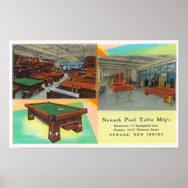 Interieur View of Newark Pool Table Poster (Vorne)