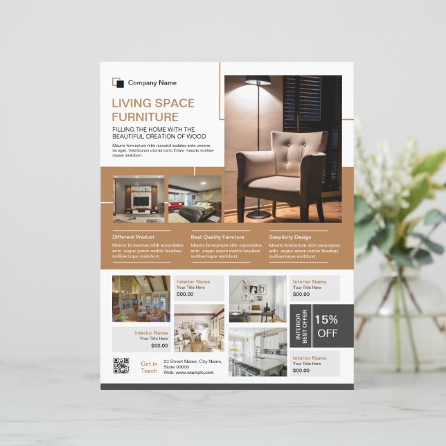 Interior Design Flyer Template | Modern Home Decor (Stehend Vorderseite)