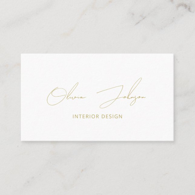 Interior Design Gold White Business Card Visitenkarte (Vorderseite)