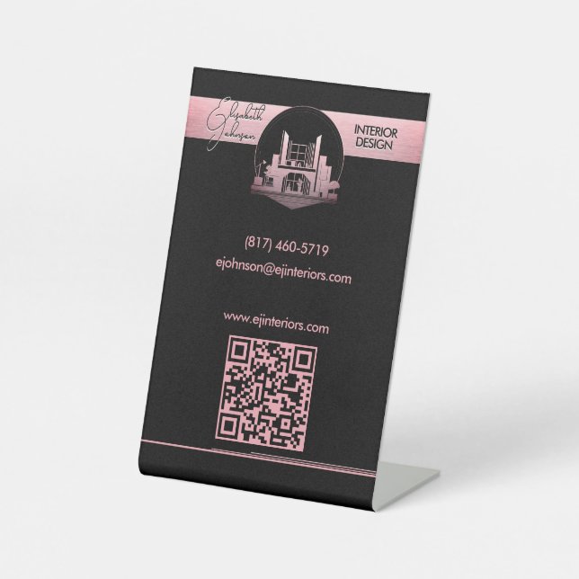 Interior Design or Architect Logo Black and Rose  Sockelschild (Vorderseite)