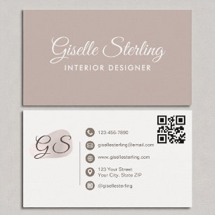 Interior Designer Blush Mauve Eleganter QR Code Visitenkarte