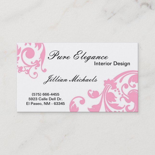 Interior Designer Damask Filigree Business Card Visitenkarte (Vorderseite)