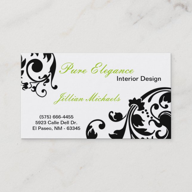 Interior Designer Damask Filigree Business Card Visitenkarte (Vorderseite)