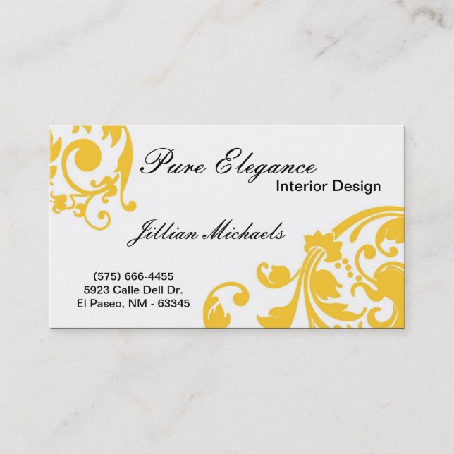 Interior Designer Damask Filigree Business Card Visitenkarte (Vorderseite)