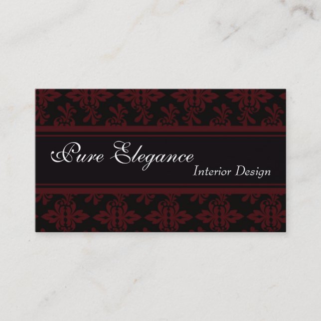 Interior Designer Damask Filigree Business Card Visitenkarte (Vorderseite)