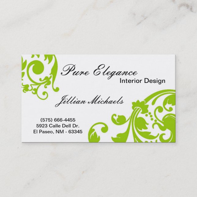 Interior Designer Damask Filigree Business Card Visitenkarte (Vorderseite)