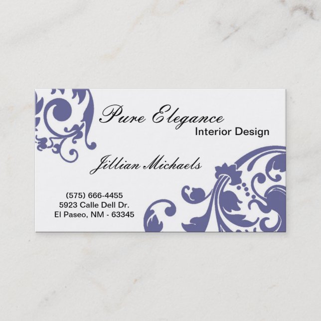 Interior Designer Damask Filigree Business Card Visitenkarte (Vorderseite)